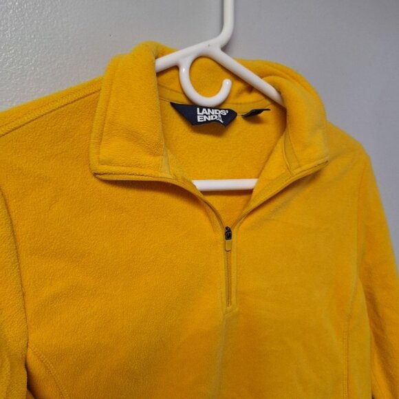 Lands End Fleece Pullover Yellow Quarter Zip Collar Womens Small 6 8 Long Sleeve - Picture 3 of 8